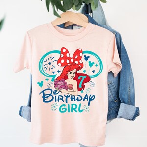Camiseta infantil de cumpleaños de La Sirenita, camiseta infantil de cumpleaños de la princesa Ariel de Disney, camiseta de sirena, sudadera personalizada para fiesta de cumpleaños de Ariel imagen 4