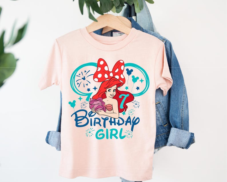 Camiseta infantil de cumpleaños de La Sirenita, camiseta infantil de cumpleaños de la princesa Ariel de Disney, camiseta de sirena, sudadera personalizada para fiesta de cumpleaños de Ariel imagen 4