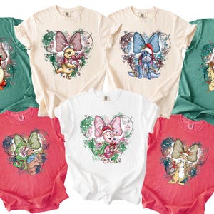 Comfort Colors® Disney Christmas Watercolor Winnie the Pooh Shirt, Christmas Winnie the Pooh, Disney Bow Christmas, Pooh Christmas Gift