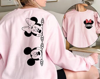 Personalized Disney Couple Sweatshirts, Custom Name Mickey and Minnie Tee, Disney World Outfits ,Mickey and Minnie Lover Gift