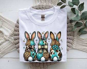 Western Easter Shirt, Leopard Bunny Shirt, Happy Easter Gift, Cute Rabbit Shirt,Easter Party Shirt, Leopard Bunny Easter Tee