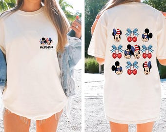 Custom 4th of July Mickey & Friends Comfort Color Shirt, Disney Family, Disney Trip,Disney 4th of July Shirt, 4th of July Mickey and Friends