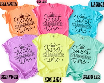 Comfort Colors®Sweet Summer Time Shirt, Neon Summer Tee, Summer Vibes T-Shirt, Beach Vacation Shirt, Cute Sunshine Shirt