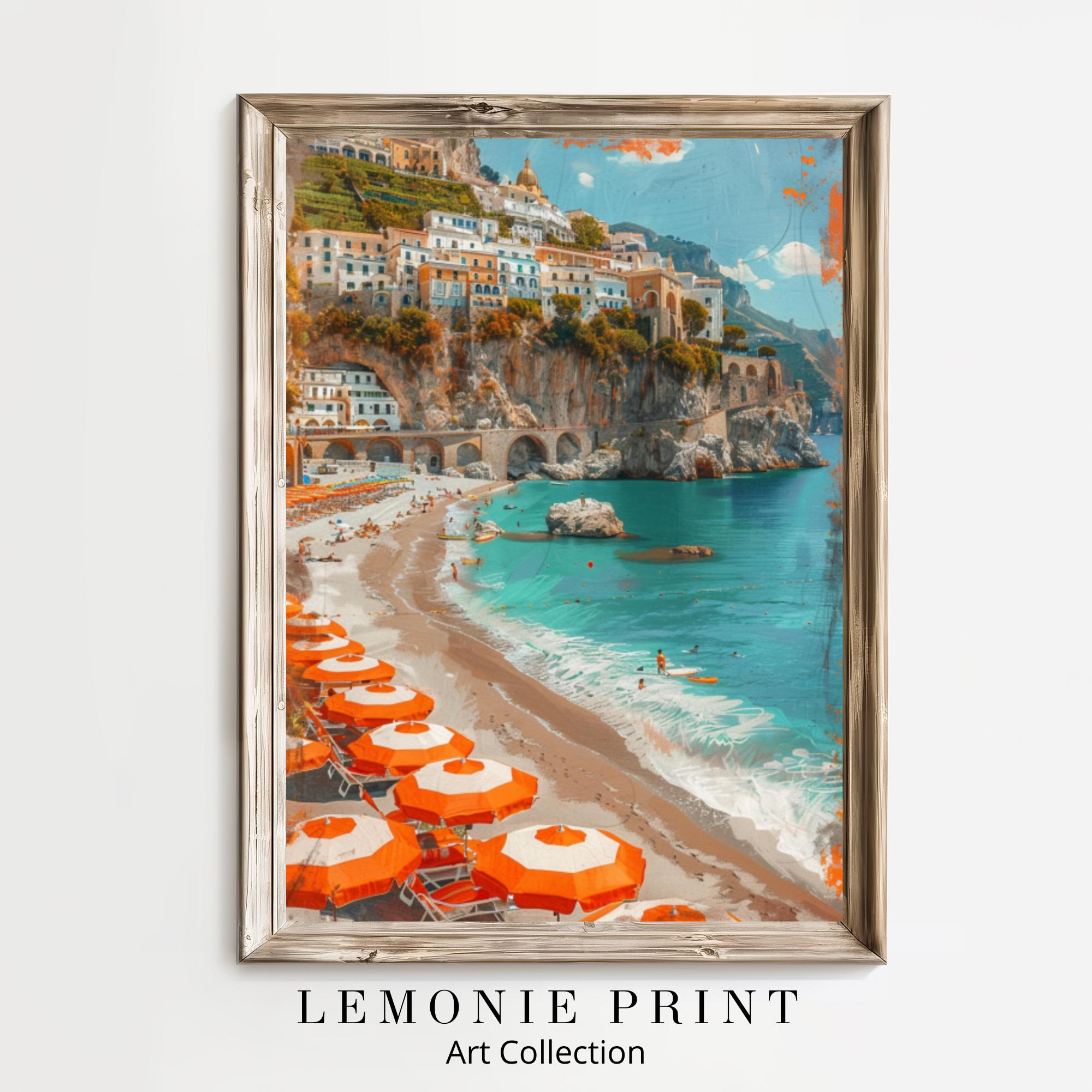 Italy painting, positano painting, italian painting, italy decor, italy, oil painting, large wall art, italy wall decor
