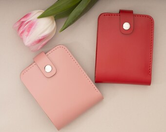 Cartera plegable pequeña de cuero para mujer niña, cartera rosa, cartera grabada, cartera de bolsillo frontal, cartera para dinero en efectivo, cartera personalizada minimalista