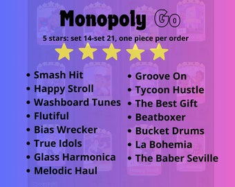 monopoly go stickers 5 star｜monopoly go stickers set14-set21（Read Description）