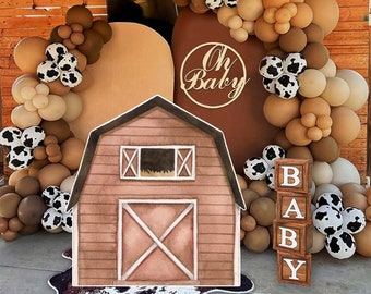 Brown Farm Big Decor CutOut, Granero, Animales Barnyard Ranch, Decoración, Tema de decoración, Fiesta de cumpleaños, Fiesta Stand Up Prop, Descarga digital