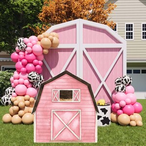 Pink Farm Big Decor CutOut, Barn, Animals Barnyard Ranch, Decor, Decoration Theme , Birthday Party, Party Stand Up Prop, Digital Download zdjęcie 2