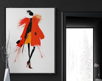 Fashion Poster, Fashion Runway Illustration, Modern Printable Wall Art, Instant Download