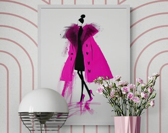 Fashion Poster, Fashion Runway Illustration, Modern Printable Wall Art, Instant Download