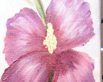 Christmas Sale,  Alpha Rose of Sharon, Purple, Flower,  oil painting, original, Barbara Haviland