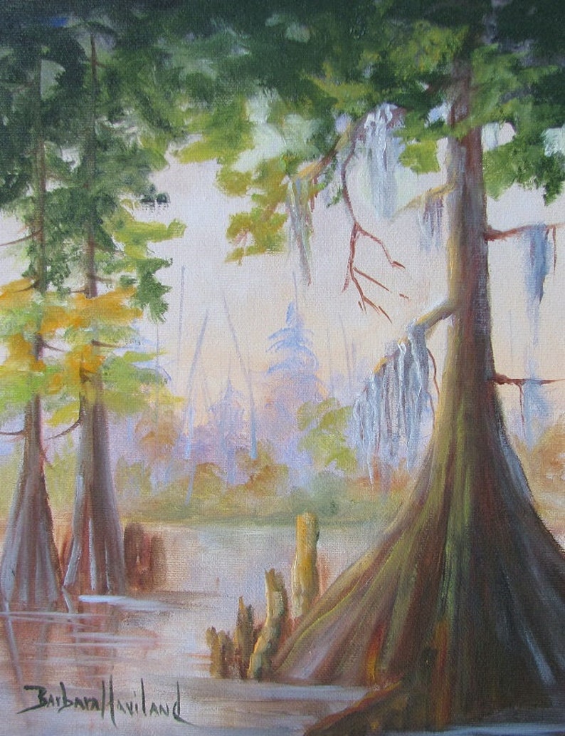 Bayou with Cypress Trees oil on canvas panel Etsy