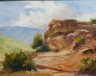 Mountains in Desert, oil painting, original, handpainted,