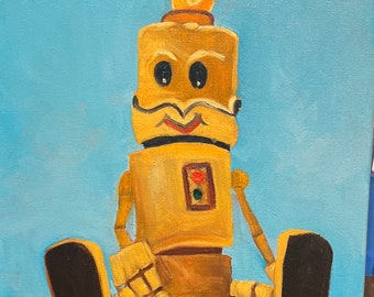 Hand-painted, Tin Man, canvas panel, Child's room, Barbara Haviland