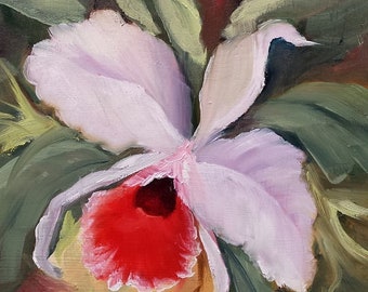 Orchid Painting, flower,Hand-painted flower, oil painting, Orchid Wall Art, Barbara Haviland,