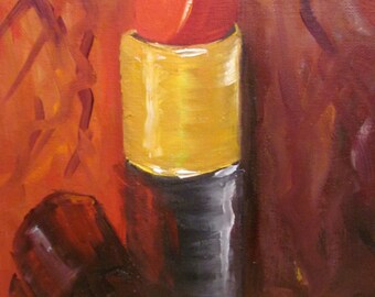 Red Lipstick, original, oil painting, Bathroom Art, 8x10, Hand-painted, Barbara Haviland