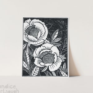 Peonies Block Print