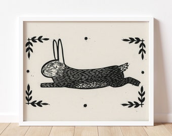 Rabbit #1 Block Print