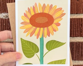 Sunflower Pattern Card - Floral Greeting Card, Blank Notes, Thank You ...