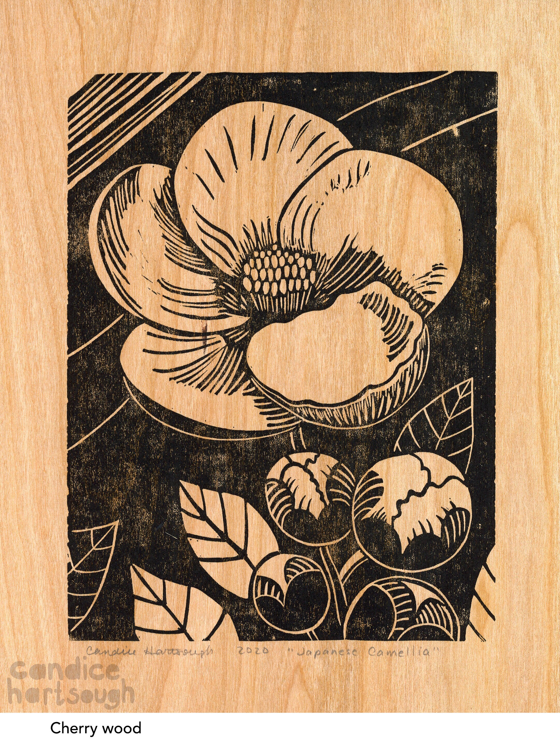 Japanese Camellia Block Print - Etsy