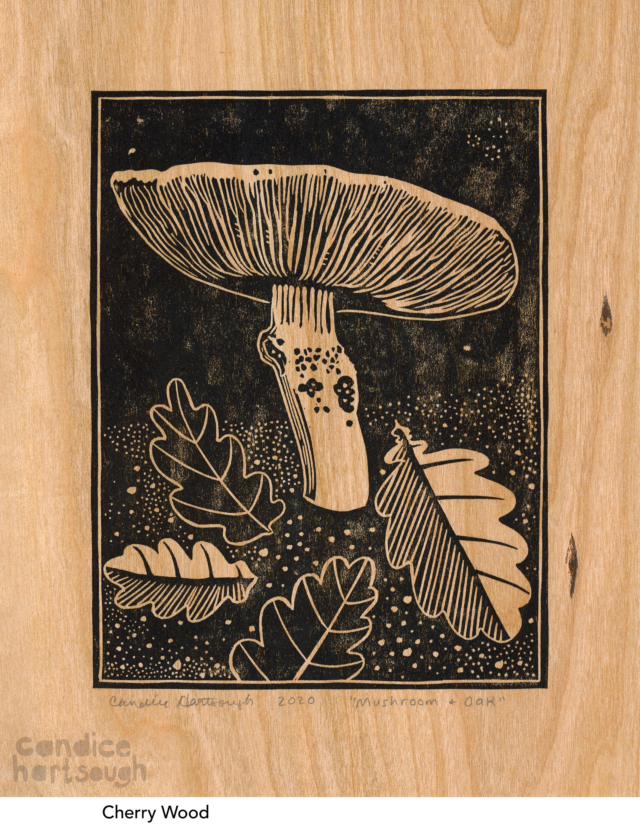 Mushroom and Oak Block Print - Etsy