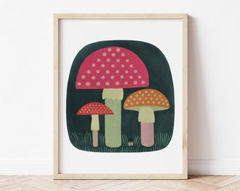 Bright Mushrooms Print
