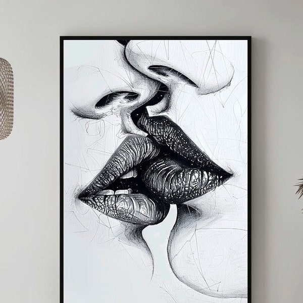 Lips poster, Women kissing art, Lesbian love art, Room decor aesthetic, Minimalistisch style, lgbt, Feminist poster, Feminine love artwork