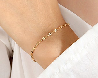 Bracelet chaîne en or réglable, chaîne torsadée, bracelet délicat, cadeau minimaliste pour sa meilleure amie, cadeau pour elle