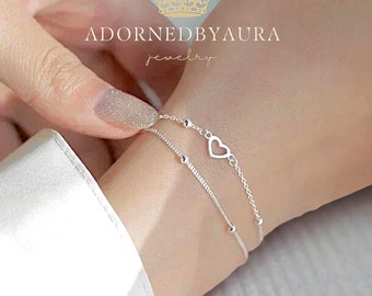 Zierliches Herz-Armband, kleines Herz, verstellbares Liebesarmband, minimalistischer Brautjungfern-Schmuck, Geschenk für Freundin, Liebe