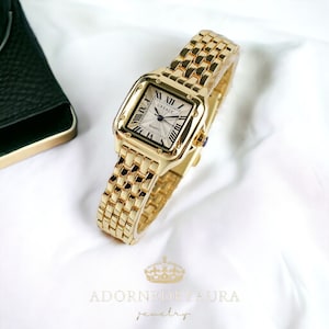 Luxurious Watch Monogram Mom Watches Womens Watch Best Gold Colour Watches Minimal Square Design Gift For Her