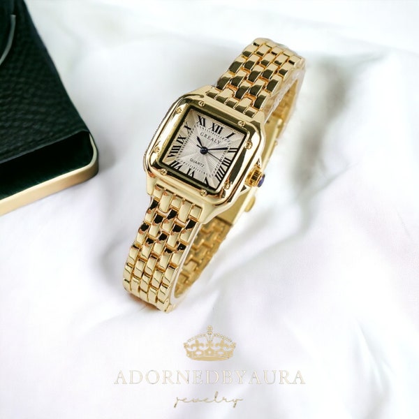 Luxurious Watch Monogram Mom Watches Womens Watch Best Gold Colour Watches Minimal Square Design Gift For Her