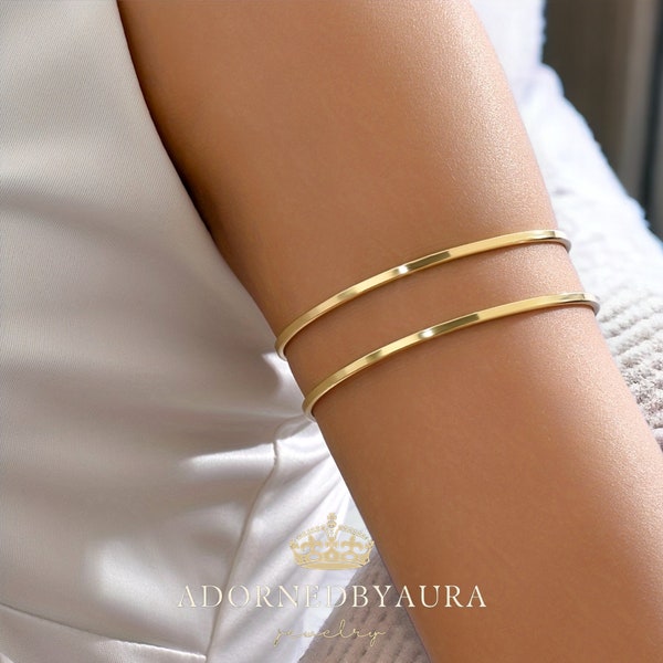 Adjustable Arm Cuff Bracelet Gold Plated Band Summer Jewelry Minimalistic Cuff Jewellery For Women Cute Bracelet