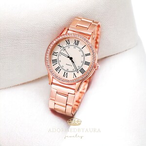 Orologio d'oro delicato Orologi con quadrante rotondo rosa regolabile per donna Orologio di lusso da 40 mm Regalo di compleanno per lei Rose Gold