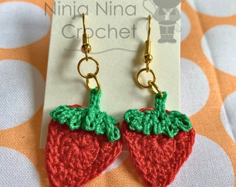 Crochet Strawberry Dangle Earrings
