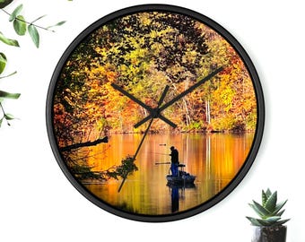 Reloj de pared para pesca de lubina: decoración rústica para cabaña, regalo para pescadores.