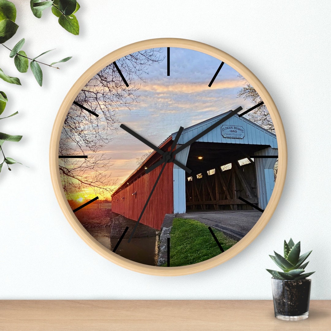 Ohio Covered Bridge Wall Clock: Rustic Home Decor, Photography Art - Etsy