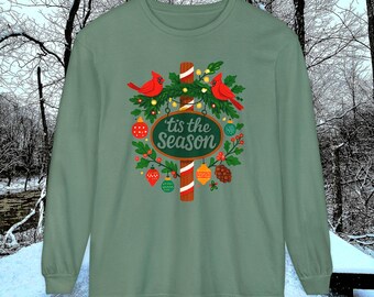 Comfort Colors クリスマス長袖Tシャツ：お祝いムード満点のホリデーアパレル