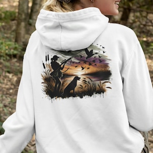 Ladies Hunting Hoodie, Outdoor Duck Geese Hunting Sweatshirt, Wildlife Nature Gift, Women&#39;s Hunter Jacket, Hunting Season Gift, Waterfowl
