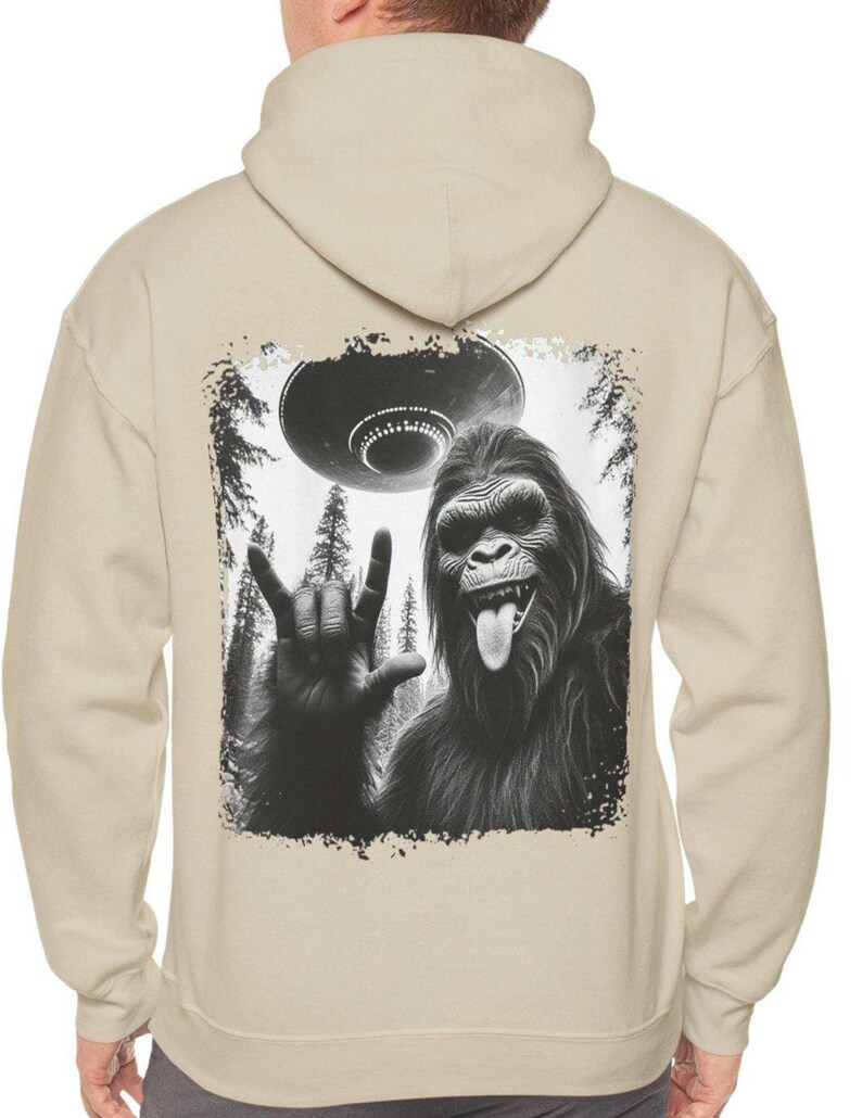 Bigfoot UFO Hoodie: Sasquatch Alien Abduction Pullover image 5