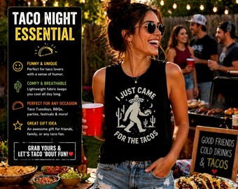 Mexican Bigfoot Taco Tank Top, Sombrero Taco Night Shirt, BBQ Party Tee