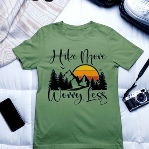 Hiking Adventure T-shirt, Unisex Hike More Worry Less Tee, Comfort Colors Umisex Shirt, Outdoors Adventure Clothing, Hiker Gift