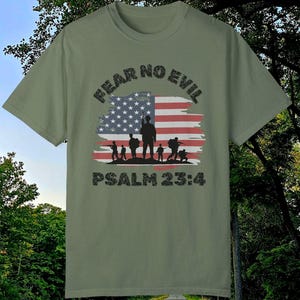 Christian Military Tee: Fear No Evil, Patriotic USA Pride