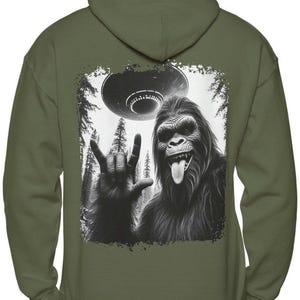 Bigfoot UFO Hoodie: Sasquatch Alien Abduction Pullover image 7