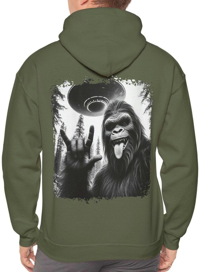 Bigfoot UFO Hoodie: Sasquatch Alien Abduction Pullover image 7