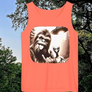 Comfort Colors Bigfoot Alien Tank Top: Cryptid Festival Shirt