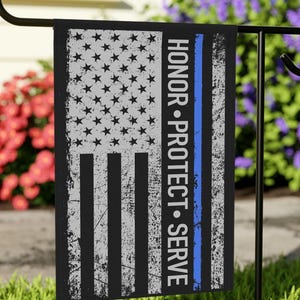 Thin Blue Line Garden Flag: Police Support, Law Enforcement Gift