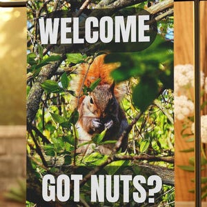 Garden Flag, Cute Squirrel Real Image, Outdoor Banner for Garden, Yard Art, Animal Lover Gift, Yard Sign, Decorative Flag, Housewarming Gift