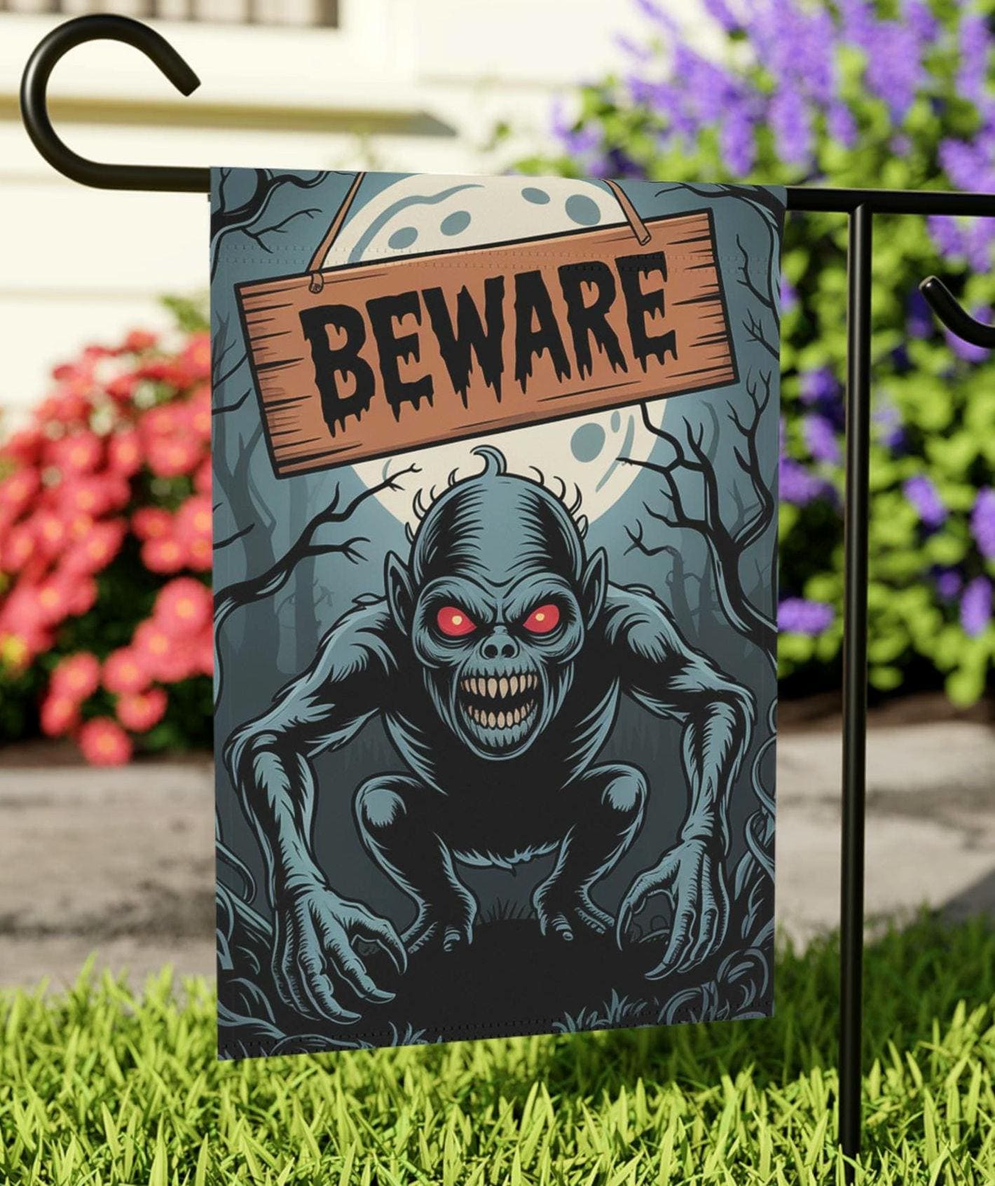 Cryptid Flags Scary Cryptid Halloween Garden Flag: Haunted House Decor - Etsy