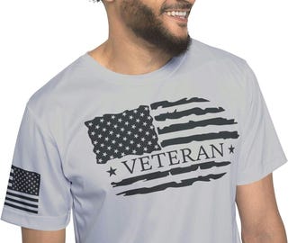 Camiseta masculina de veterano patriótico: Camisa de apoio militar