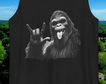 Rock On Bigfoot Tank Top: Comfort Colors Unisex Muscle Tee